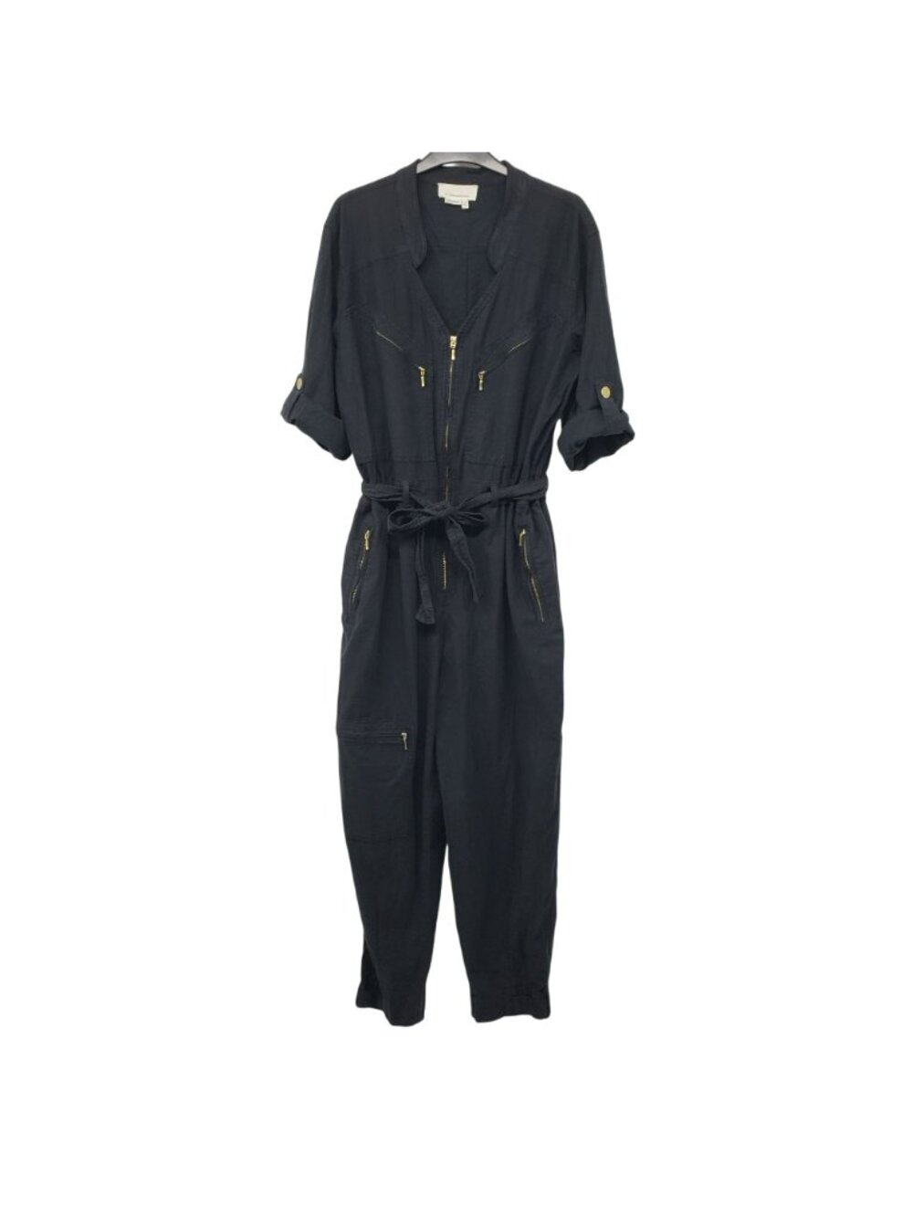 Anthropologie Charlize Utility Coveralls Black Gray Womens L - Picture 2 of 12